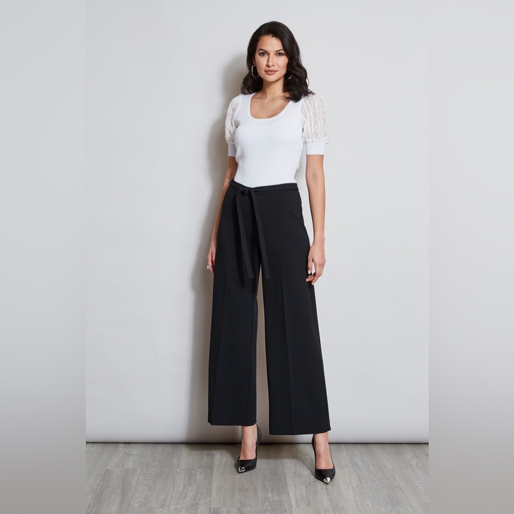 T Tahari Black Wide-Leg Pants